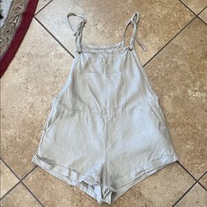 AHIMSA - Khaki Colored Linen Romper/Overalls M/L